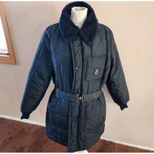 RefrigiWear Mens Long Coat Belted Parka Insulated Winter Jacket Black Size L